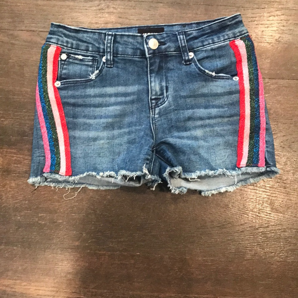 Hudson denim shorts with sparkled stripes